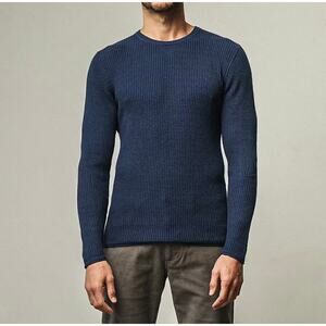 Billy Reid Cotton Cashmere Mini Waffle Crewneck Sweater Long Sleeve Top Medium